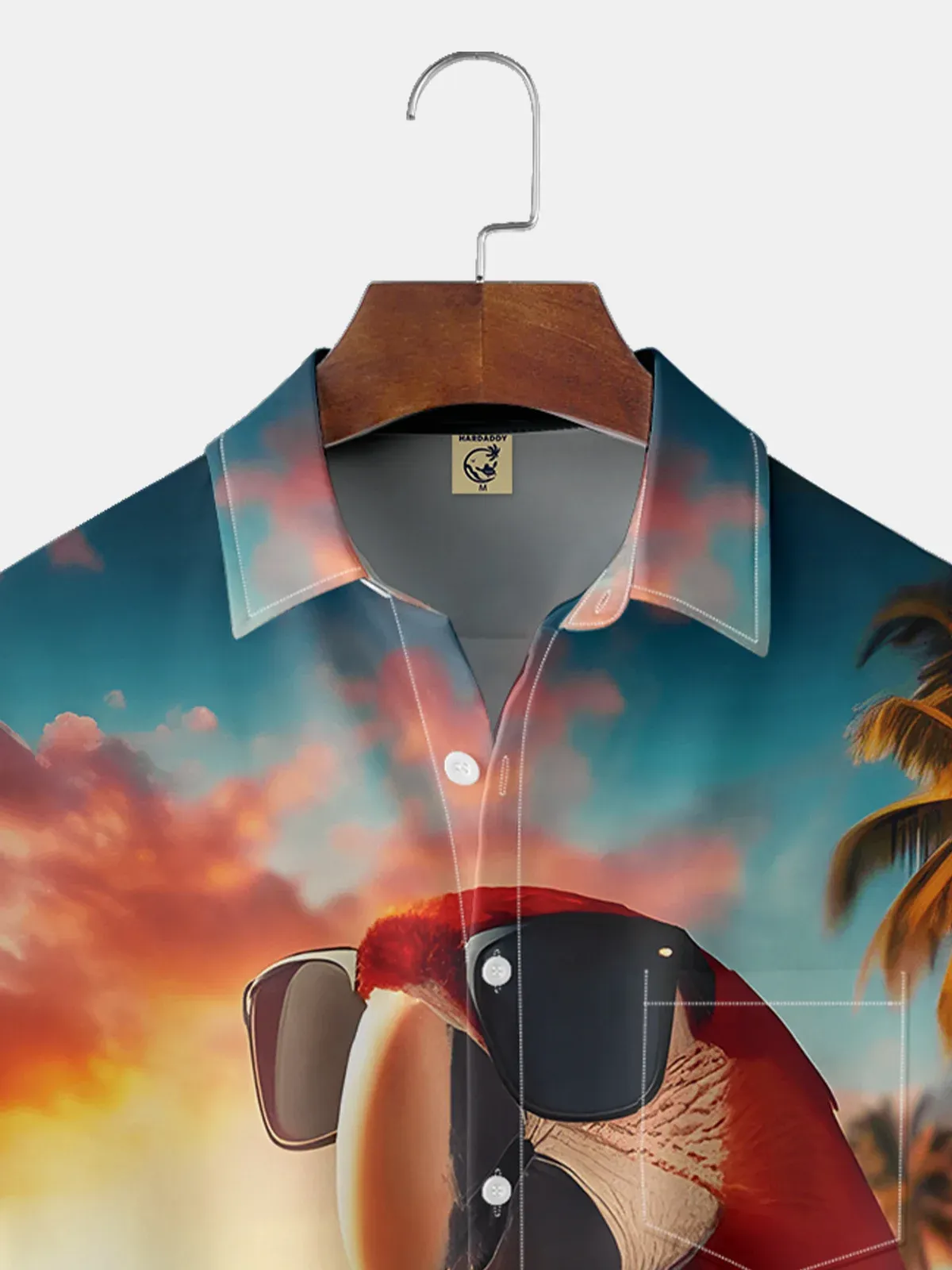 Moisture-wicking Beach Parrot Cocktail Chest Pocket Hawaiian Shirt