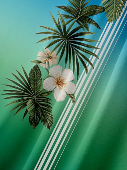 Moisture-Wicking Tropical Gradient Botanical Floral Vintage Car Chest Pocket Detail Festive Hawaiian Shirt