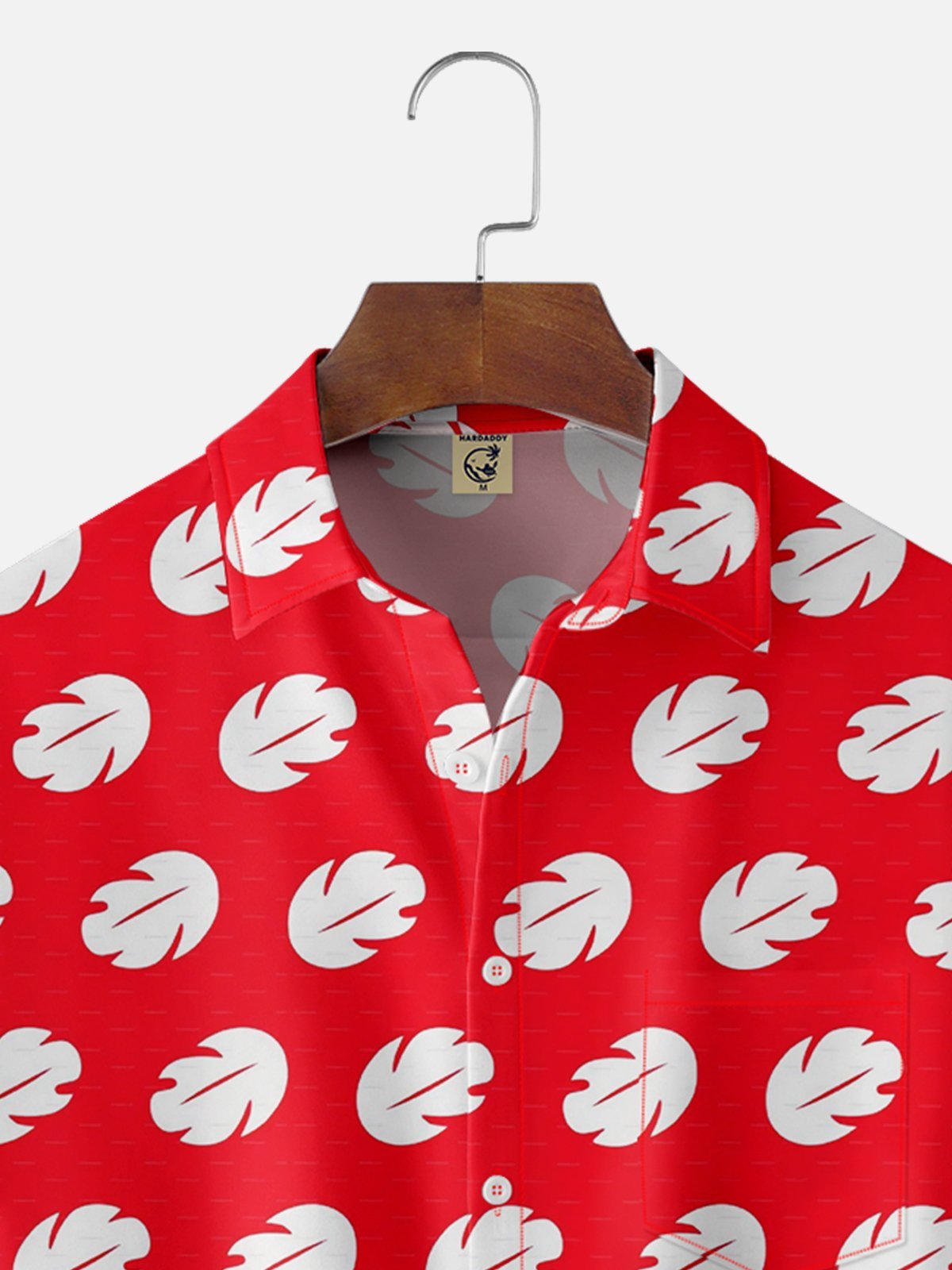Moisture-wicking Leaf Chest Pocket Hawaiian Shirt