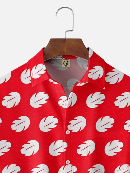 Moisture-wicking Leaf Chest Pocket Hawaiian Shirt
