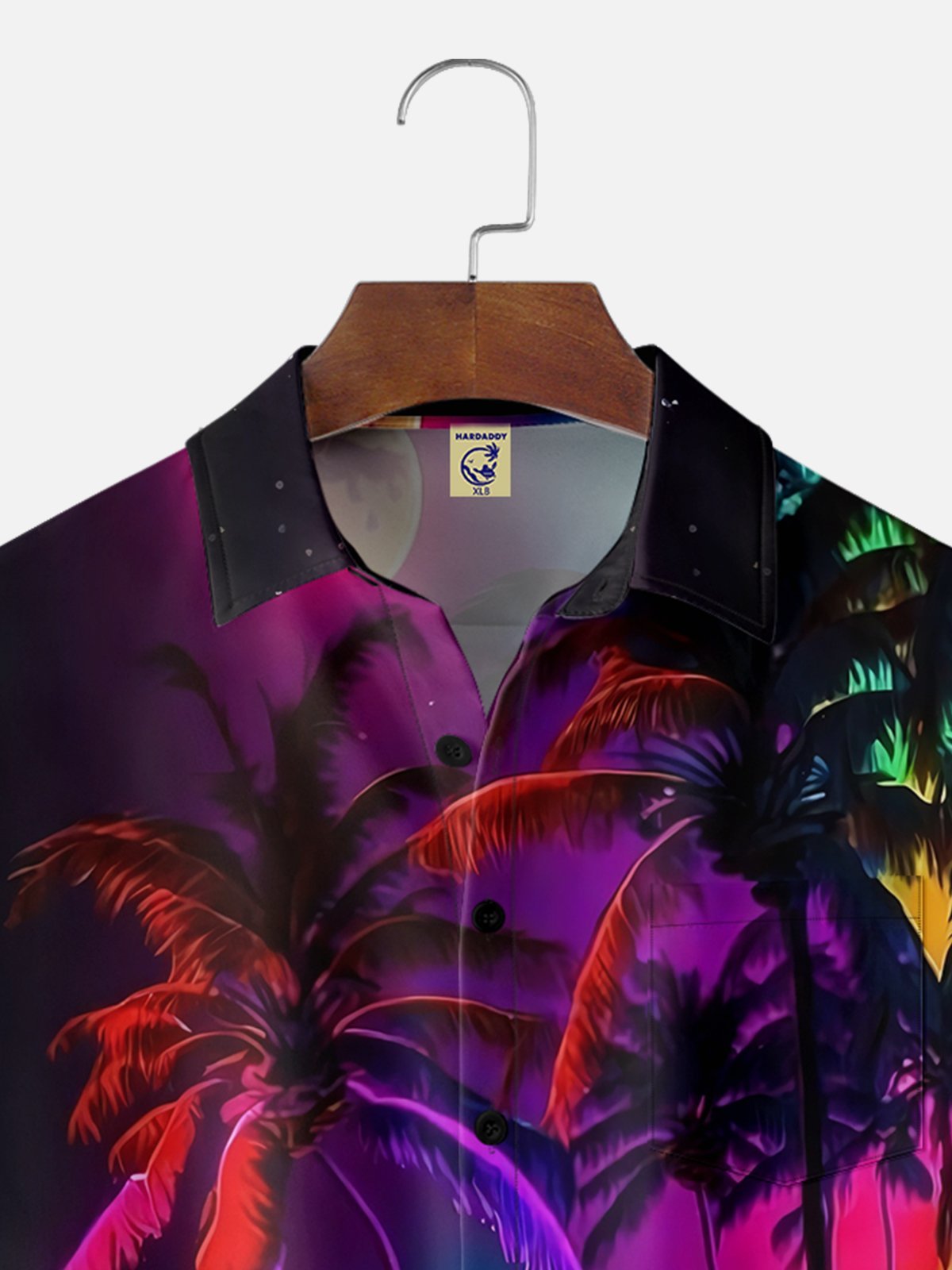 Big Size Moisture-wicking Dreamy Beach Coconut Tree Chest Pocket Hawaiian Shirt