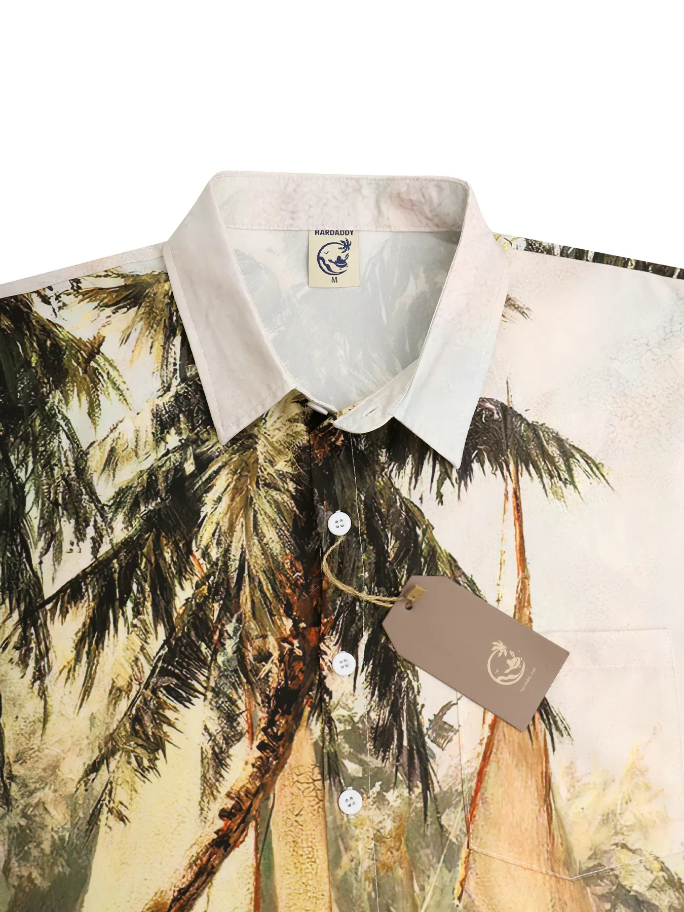 Mens Hawaiian Leaves Print Lapel Loose Chest Pockets Short Sleeve Funky Aloha Shirt