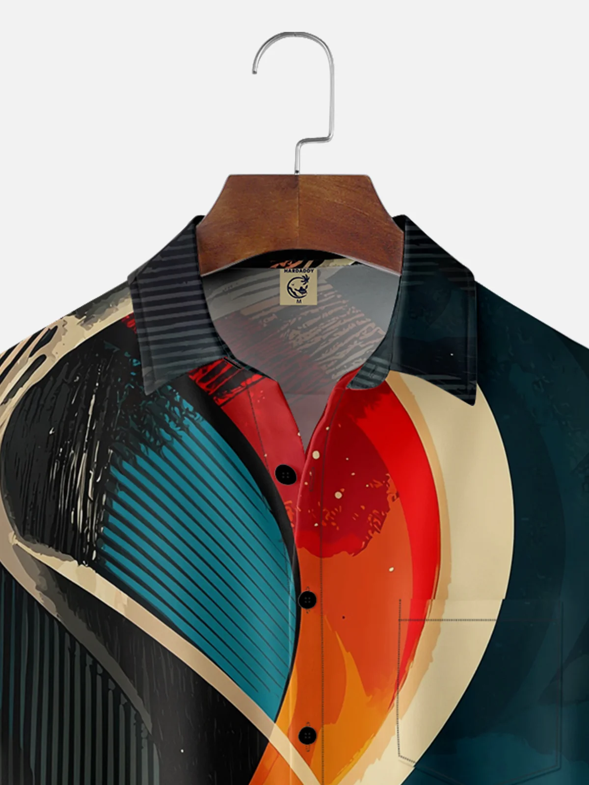 Moisture-wicking Palm Tree Geomatric Chest Pocket Hawaiian Shirt
