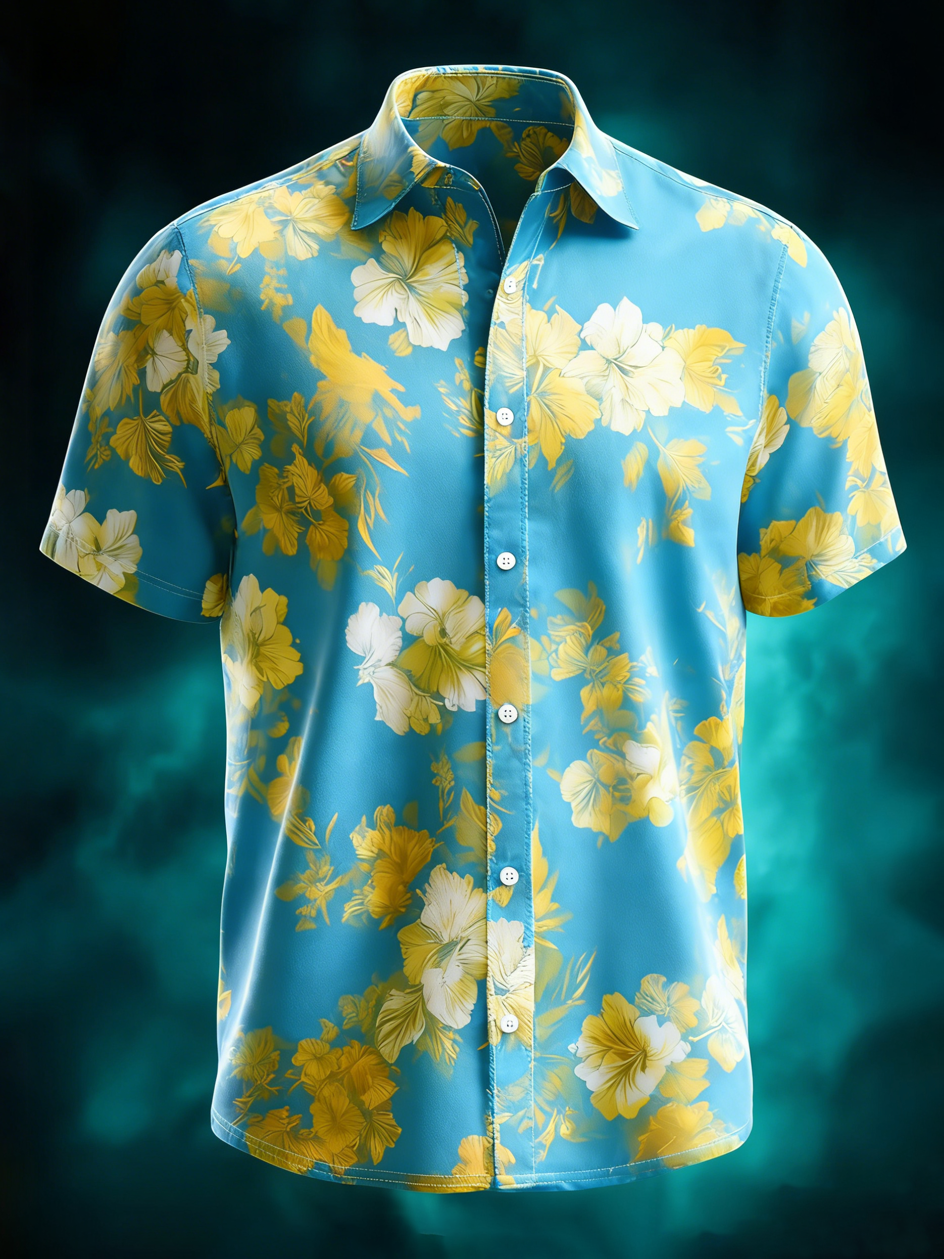 Moisture-wicking Retro Floral Chest Pocket Hawaiian Shirt