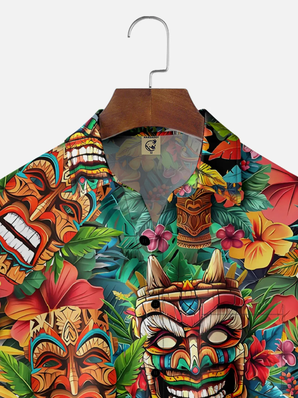 Moisture-wicking Tiki Floral Chest Pocket Hawaiian Shirt