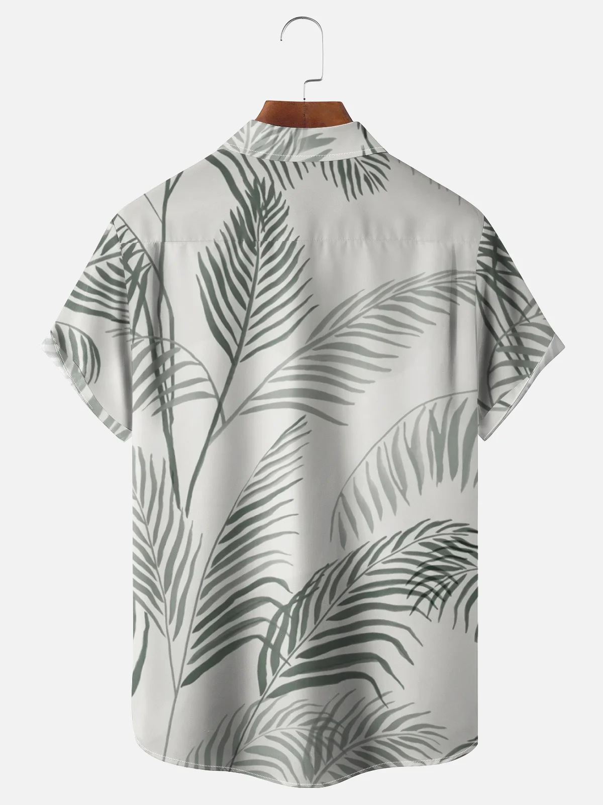 Moisture-wicking Palm Leaf Art Print Chest Pocket Hawaiian Shirt