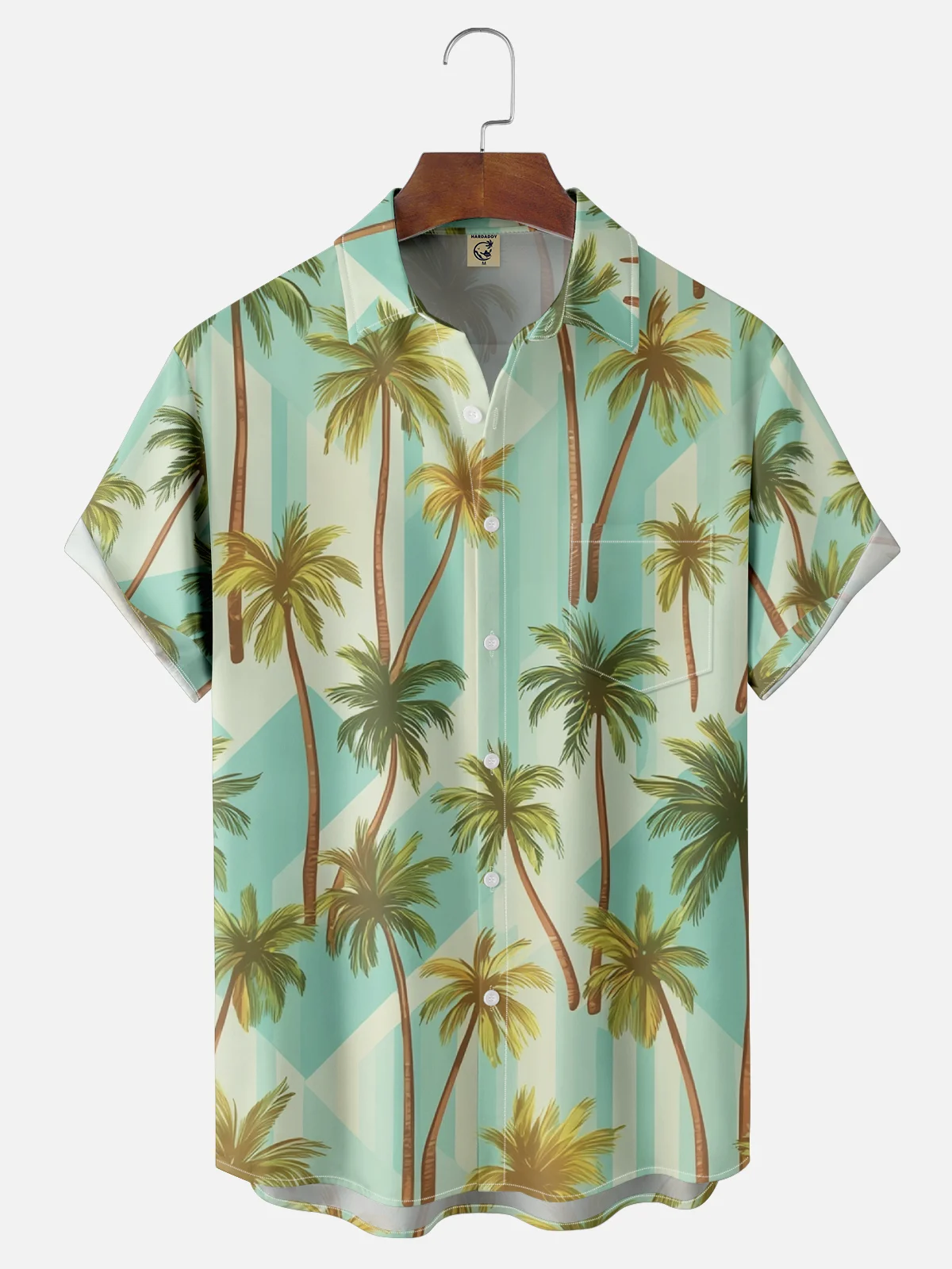 Moisture-wicking Tropical Palm Tree Chest Pocket Hawaiian Shirt