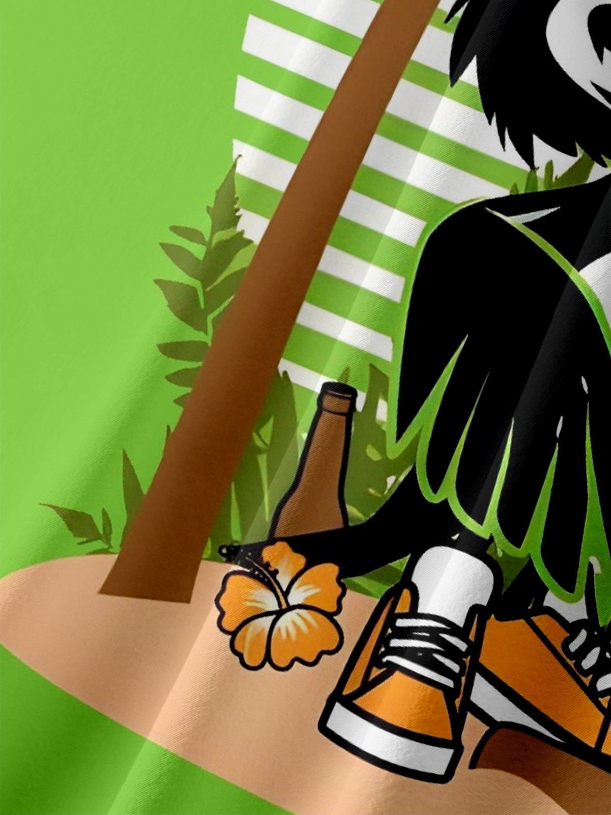 Moisture-wicking Breathable Palm Tree Toucan Parrot Chest Pocket Hawaiian Shirt