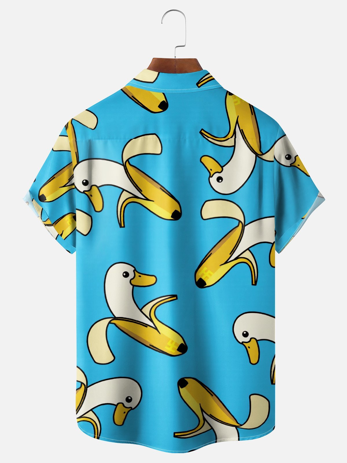 Moisture Wicking Fun Banana Goose Chest Pocket Holiday Hawaiian Shirt
