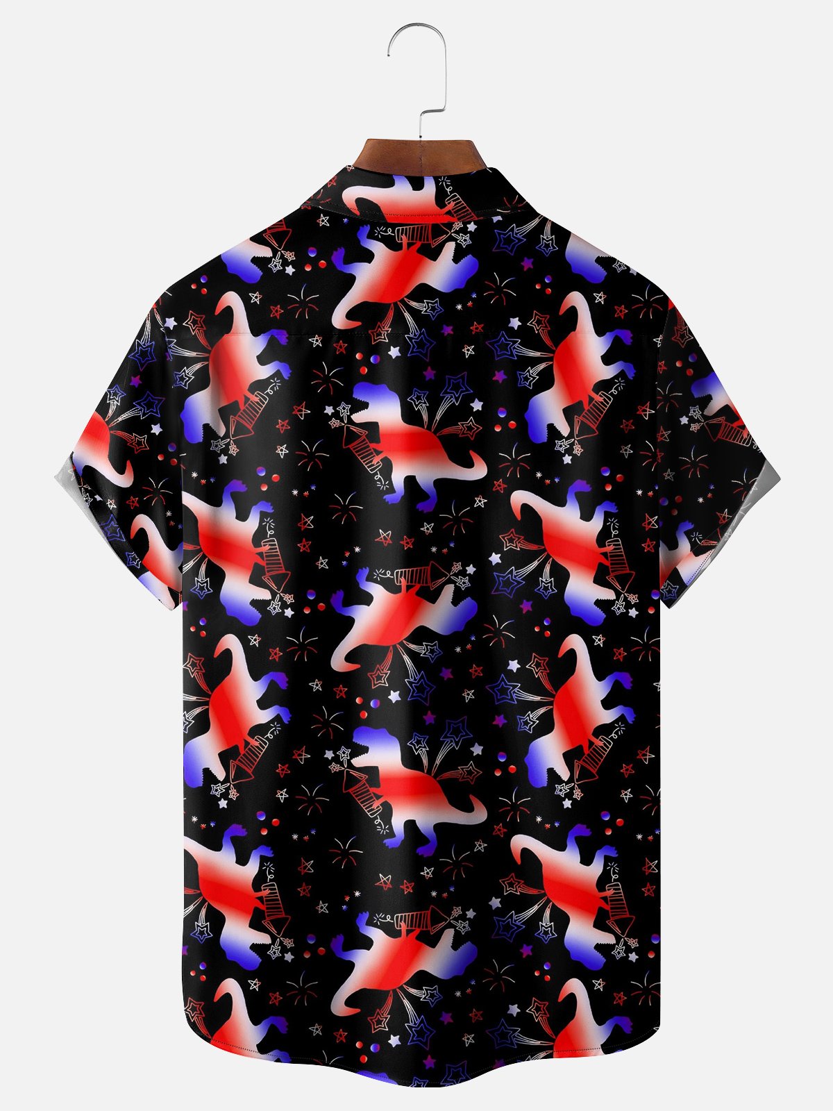 Moisture-wicking Independence Day American Flag Chest Pocket Hawaiian Shirt