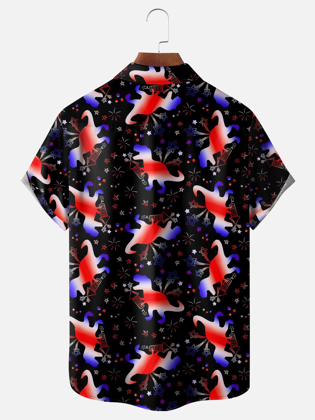 Moisture-wicking Independence Day American Flag Chest Pocket Hawaiian Shirt