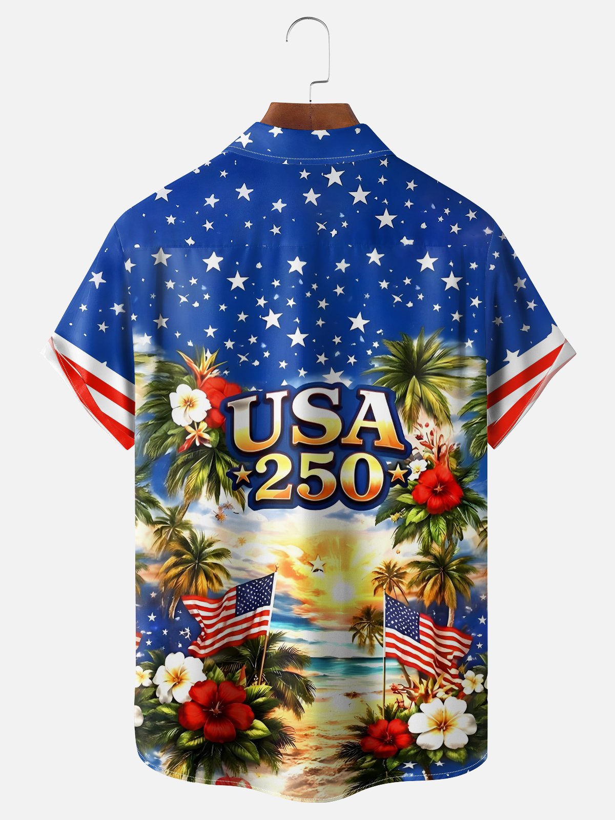 Moisture Wicking 250th Anniversary Of The United States Independence Day Chest Pocket Holiday Hawaiian Shirt