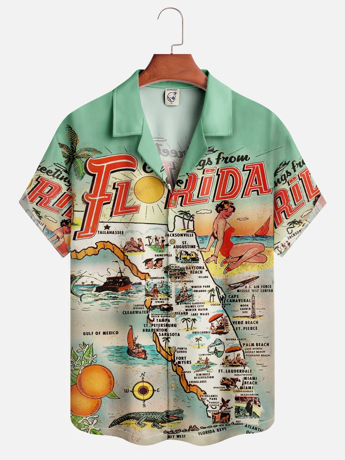 Moisture-wicking Vacation Map Chest Pocket Hawaiian Shirt