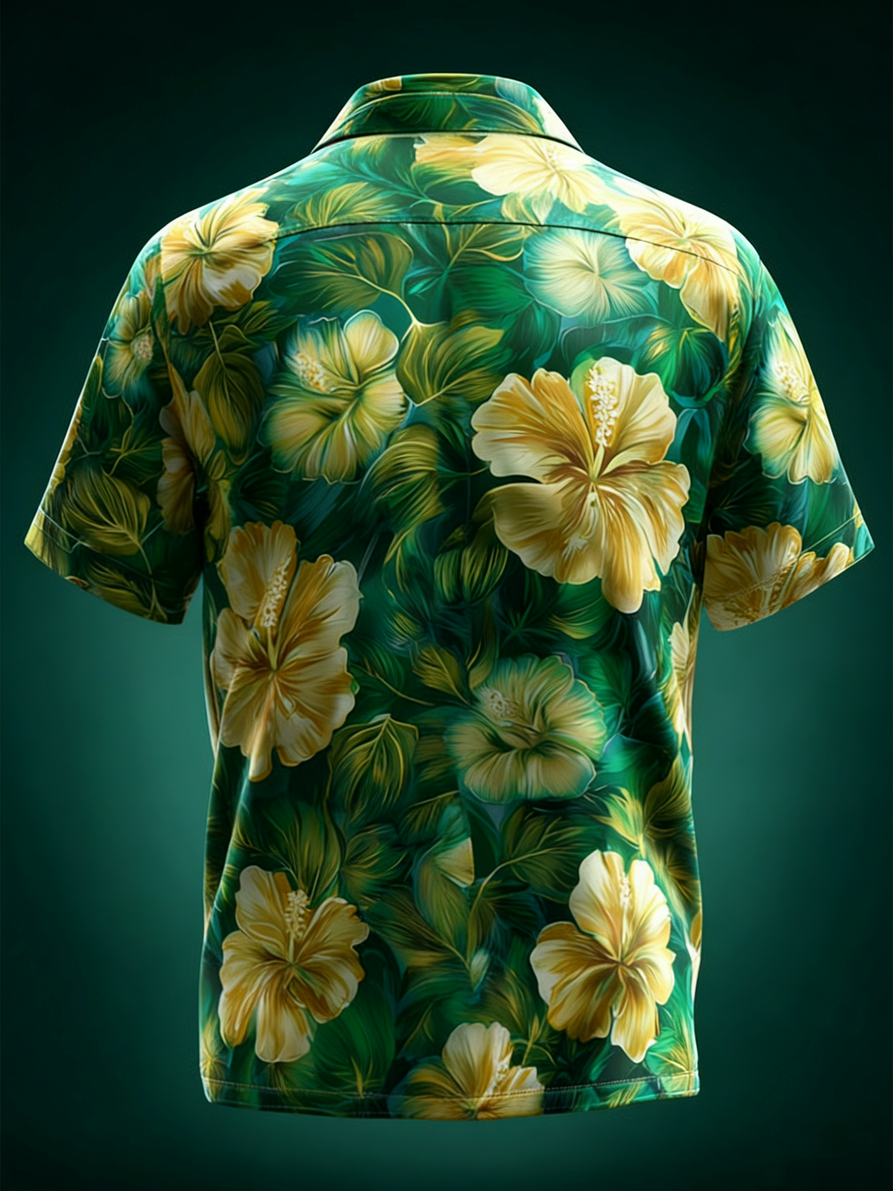 Moisture-wicking Tropical Hibiscus Floral Chest Pocket Hawaiian Shirt