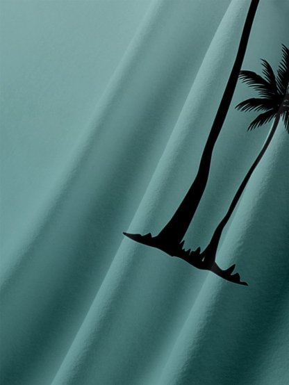 Tall Size Moisture-wicking Palm Tree Chest Pocket Hawaiian Shirt