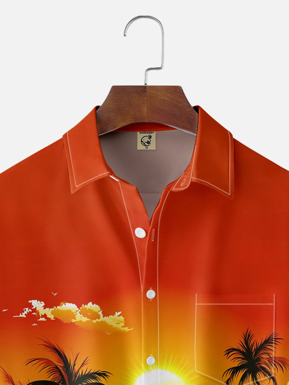 Moisture-wicking Tropical Palm Tree Chest Pocket Hawaiian Shirt