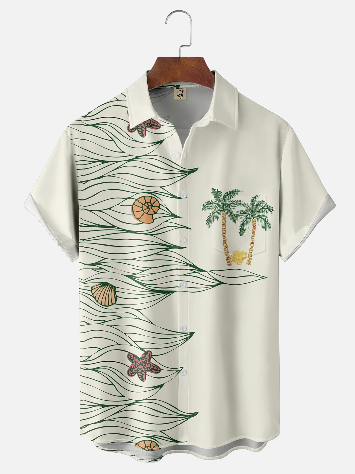 Moisture-wicking Tropical Palm Tree Chest Pocket Hawaiian Shirt