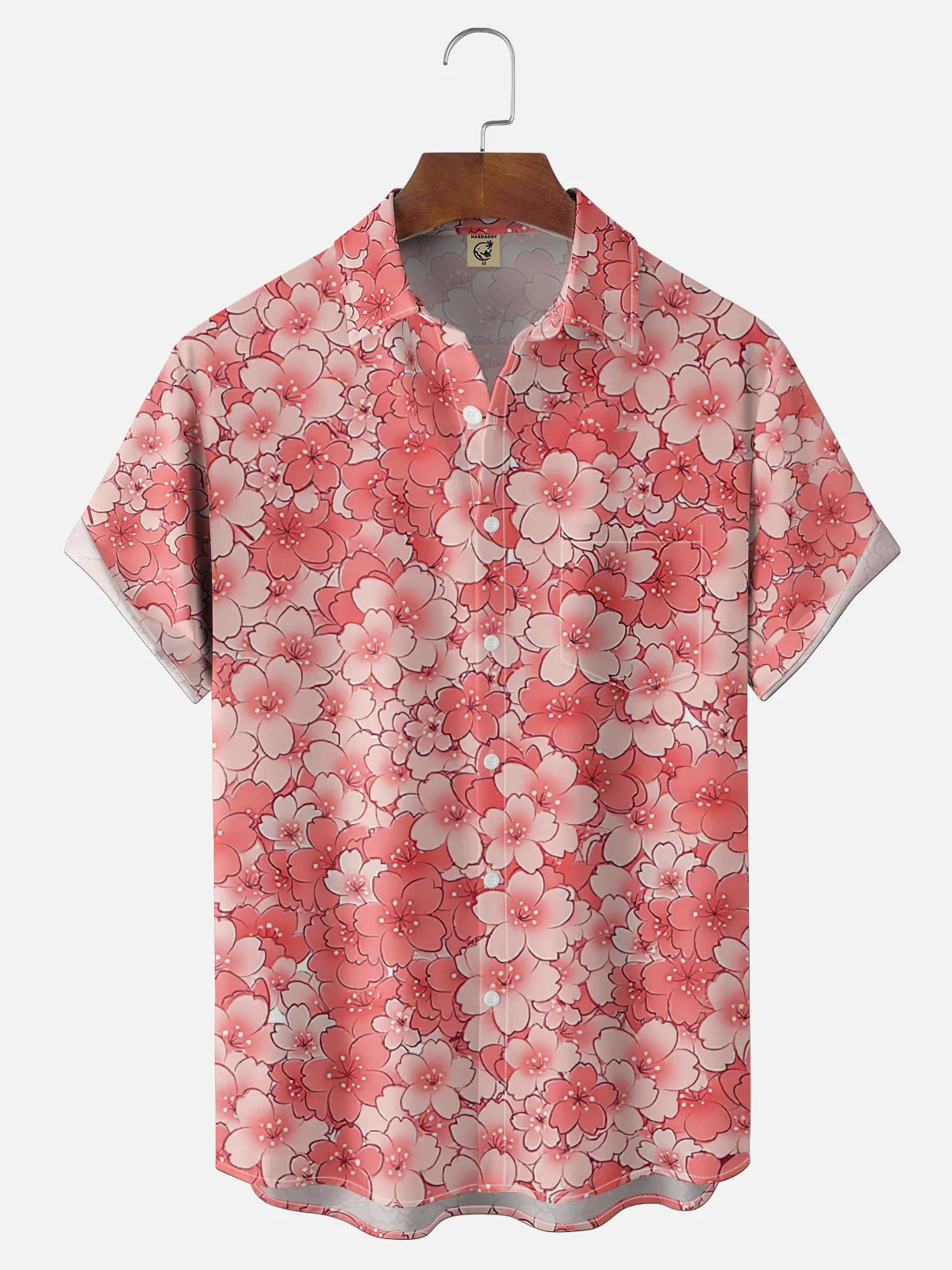 Moisture Wicking Japanese Cherry Blossom Chest Pocke Holiday Hawaiian Shirt