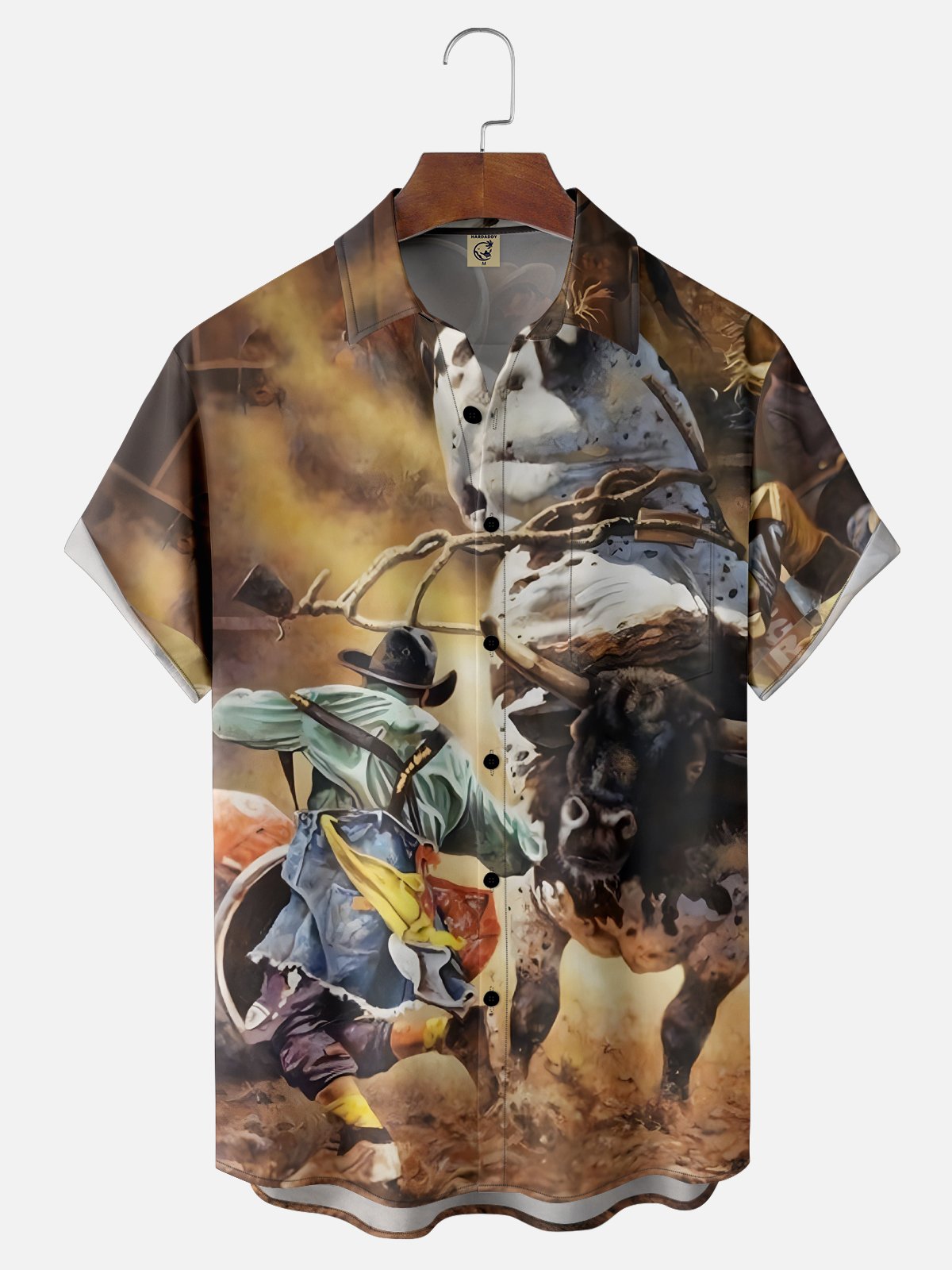 Moisture Wicking Western Cowboy Hat Chest Pocket Hawaiian Shirt