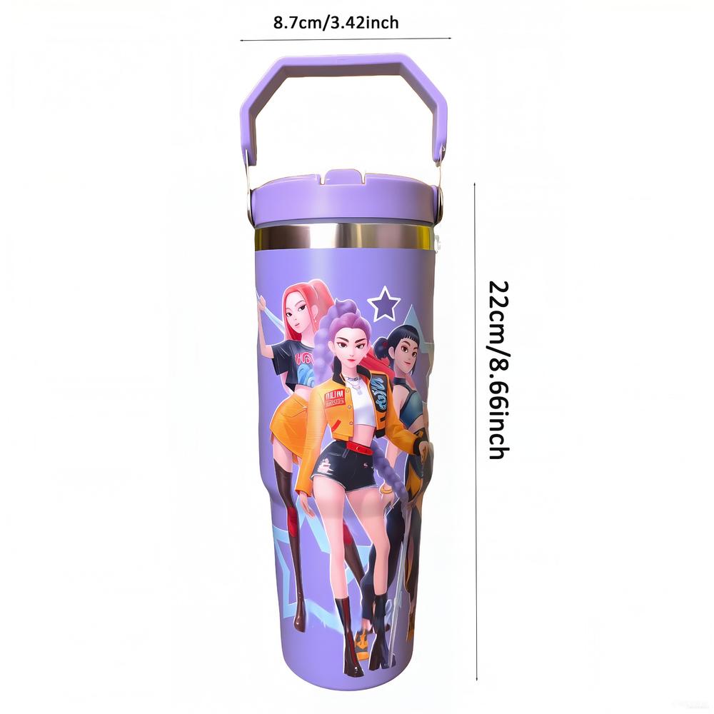 K-Pop Ghost Hunter Themed Tumbler，With cover and straw, it can be reused. Suitable for family, travel, work or schoo, coffee.Halloween/Christmas party props and teen pop cultural gifts.