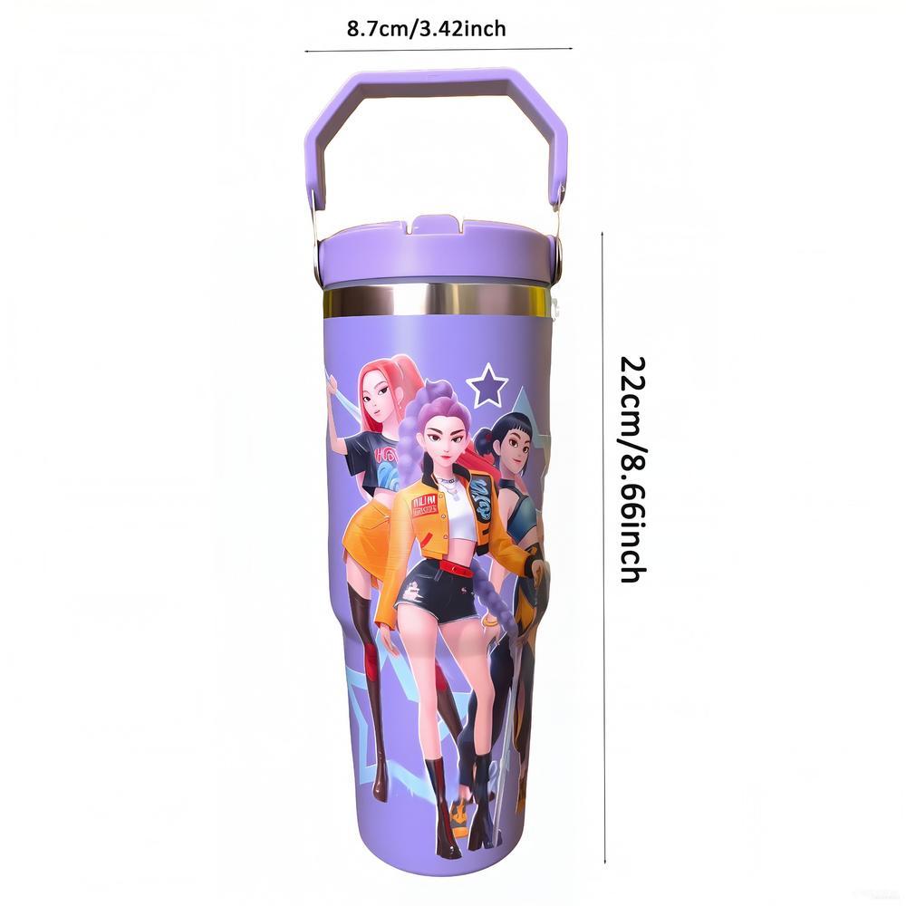 K-Pop Ghost Hunter Themed Tumbler，With cover and straw, it can be reused. Suitable for family, travel, work or schoo, coffee.Halloween/Christmas party props and teen pop cultural gifts.