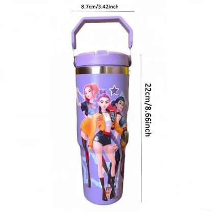 K-Pop Ghost Hunter Themed Tumbler，With cover and straw, it can be reused. Suitable for family, travel, work or schoo, coffee.Halloween/Christmas party props and teen pop cultural gifts.