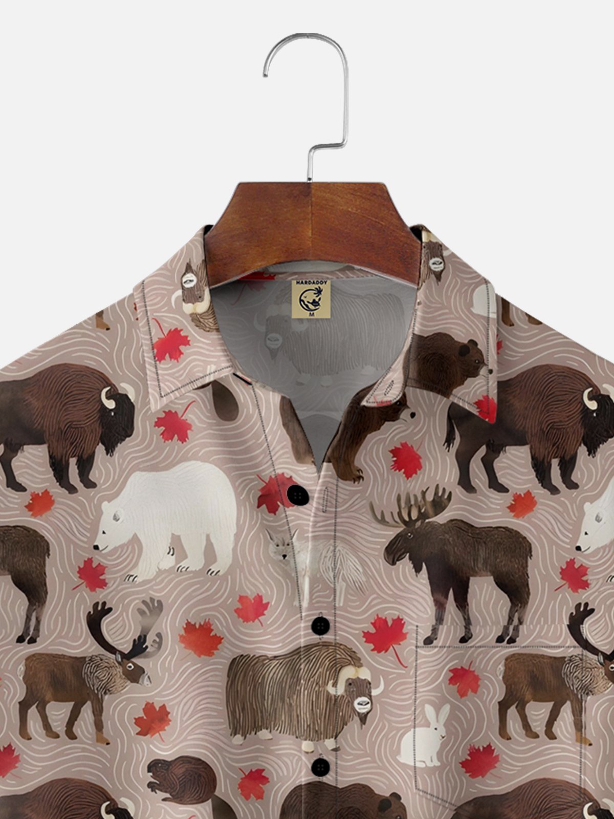 Moisture-wicking Canada Day Animal Maple Leaf Chest Pocket Hawaiian Shirt