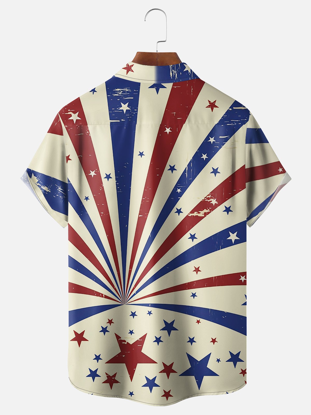 Moisture-wicking Independence Day American Flag Chest Pocket Hawaiian Shirt