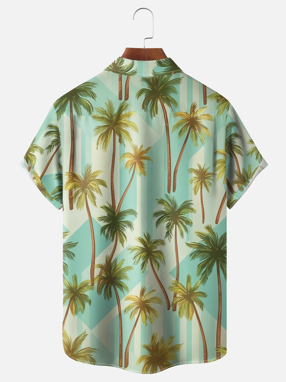 Moisture-wicking Tropical Palm Tree Chest Pocket Hawaiian Shirt