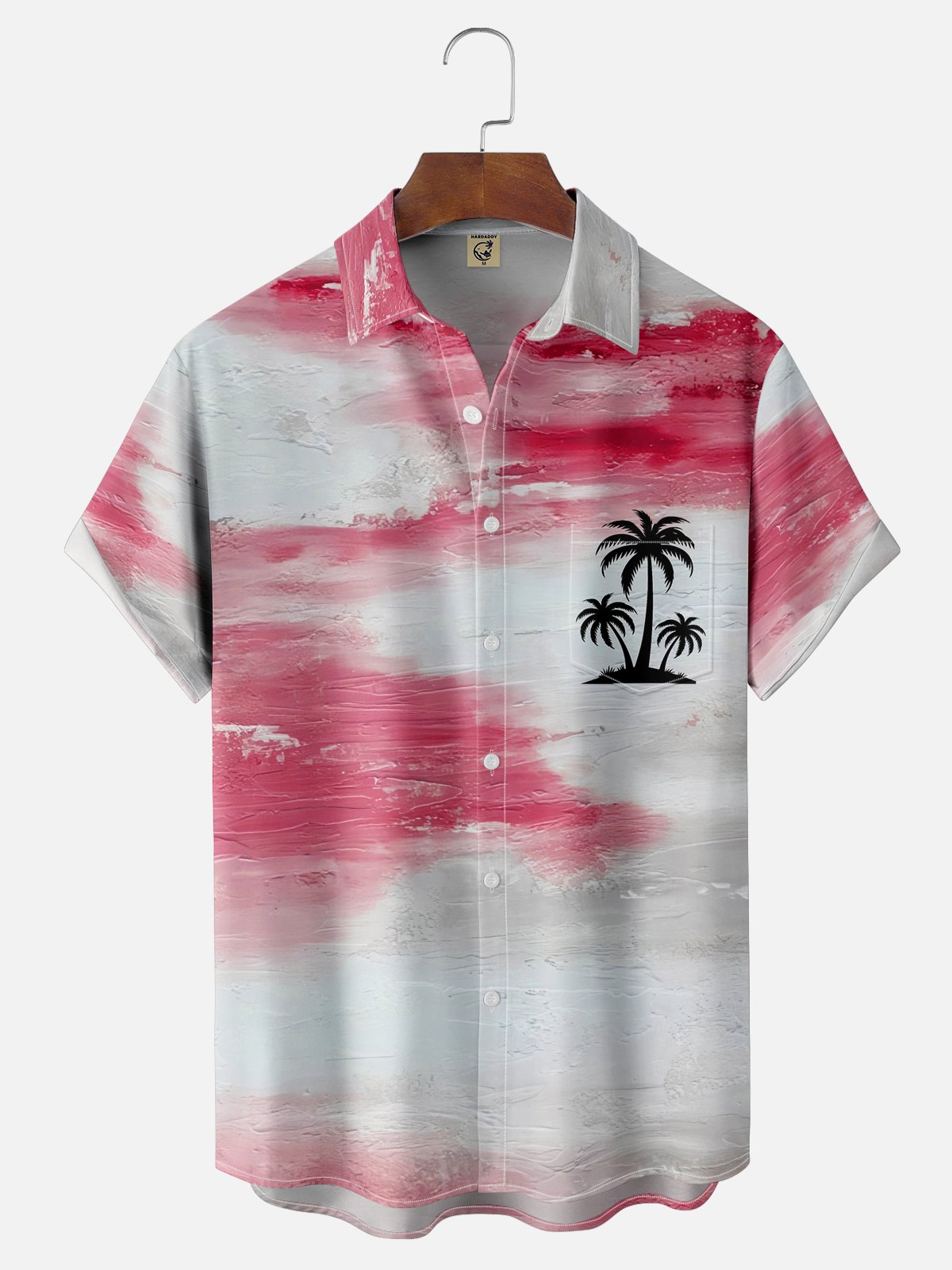 Moisture-wicking Coconut Tree Abstract Texture Chest Pocket Hawaiian Shirt