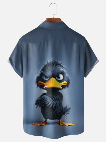 Moisture-wicking Angry Duck Chest Pocket Hawaiian Shirt