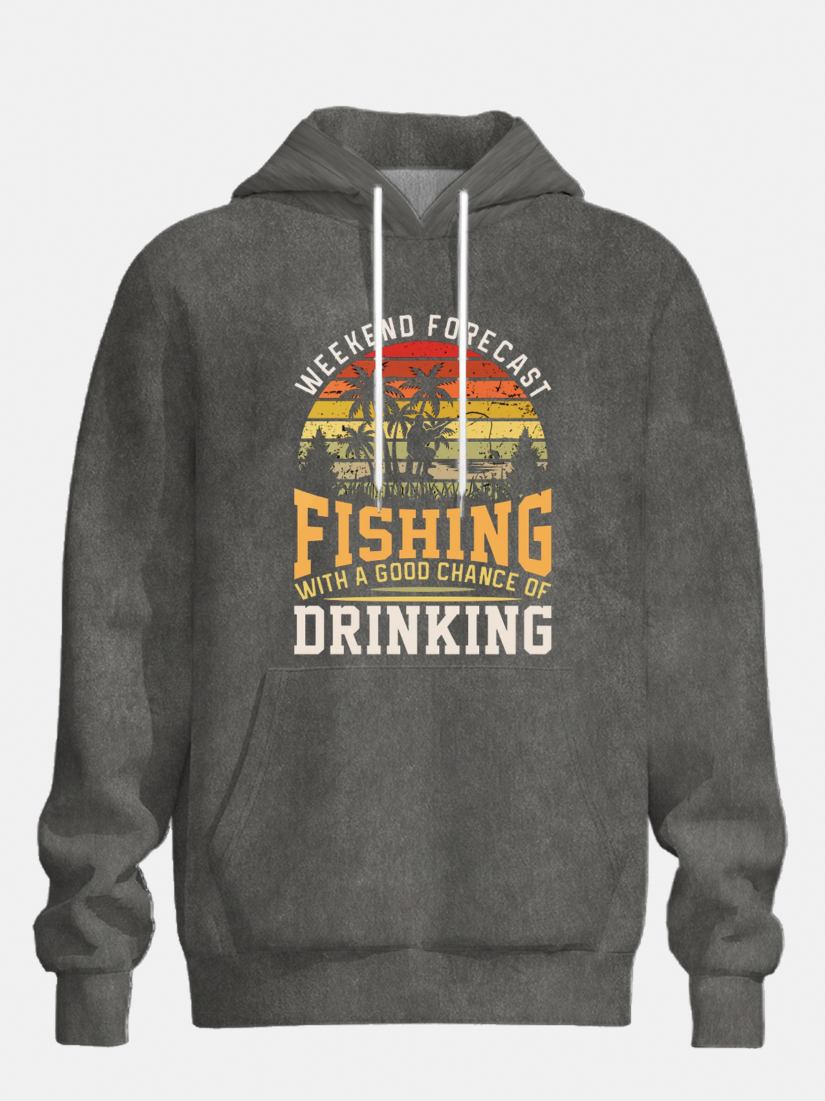 Vintage Hawaiian Coconut Tree Fishing Hoodie Sweatshirt