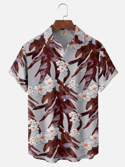 Moisture Wicking Floral Chest Pocke Holiday Hawaiian Shirt
