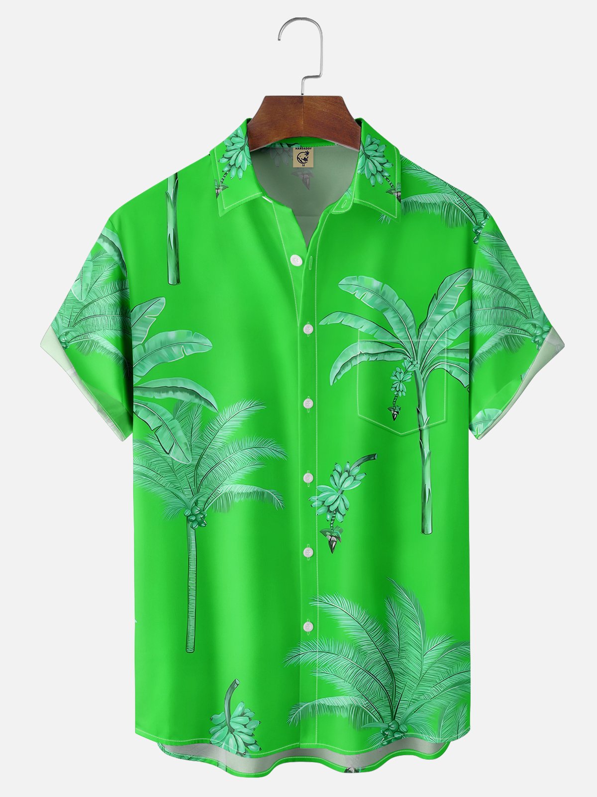 Moisture-wicking Fantasy Fun Banana Tree Chest Pocket Hawaiian Shirt