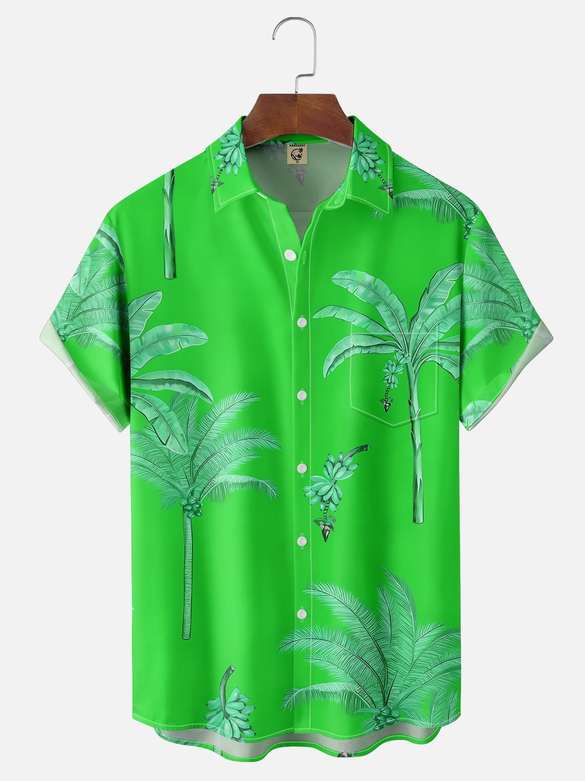 Moisture-wicking Fantasy Fun Banana Tree Chest Pocket Hawaiian Shirt