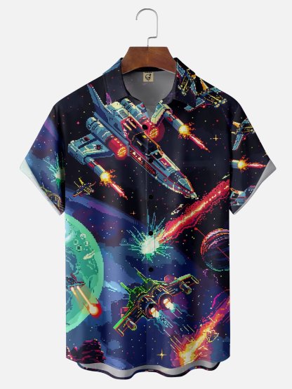 Moisture-wicking Star Plane Chest Pocket Casual Shirt