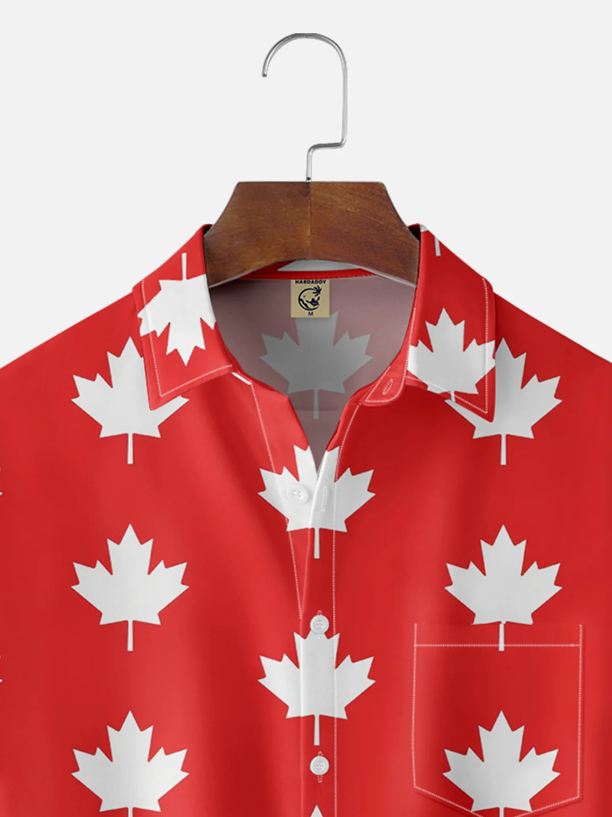 Moisture Wicking Canada Day Maple Leaf Chest Pocket Hawaiian Shirt
