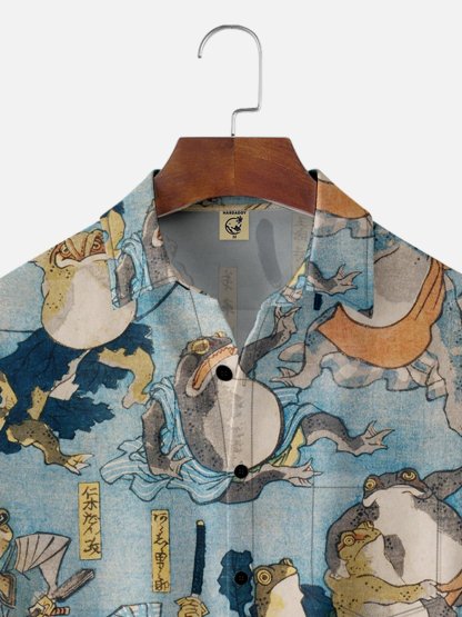 Moisture-wicking Ukiyoe Chest Pocket Hawaiian Shirt
