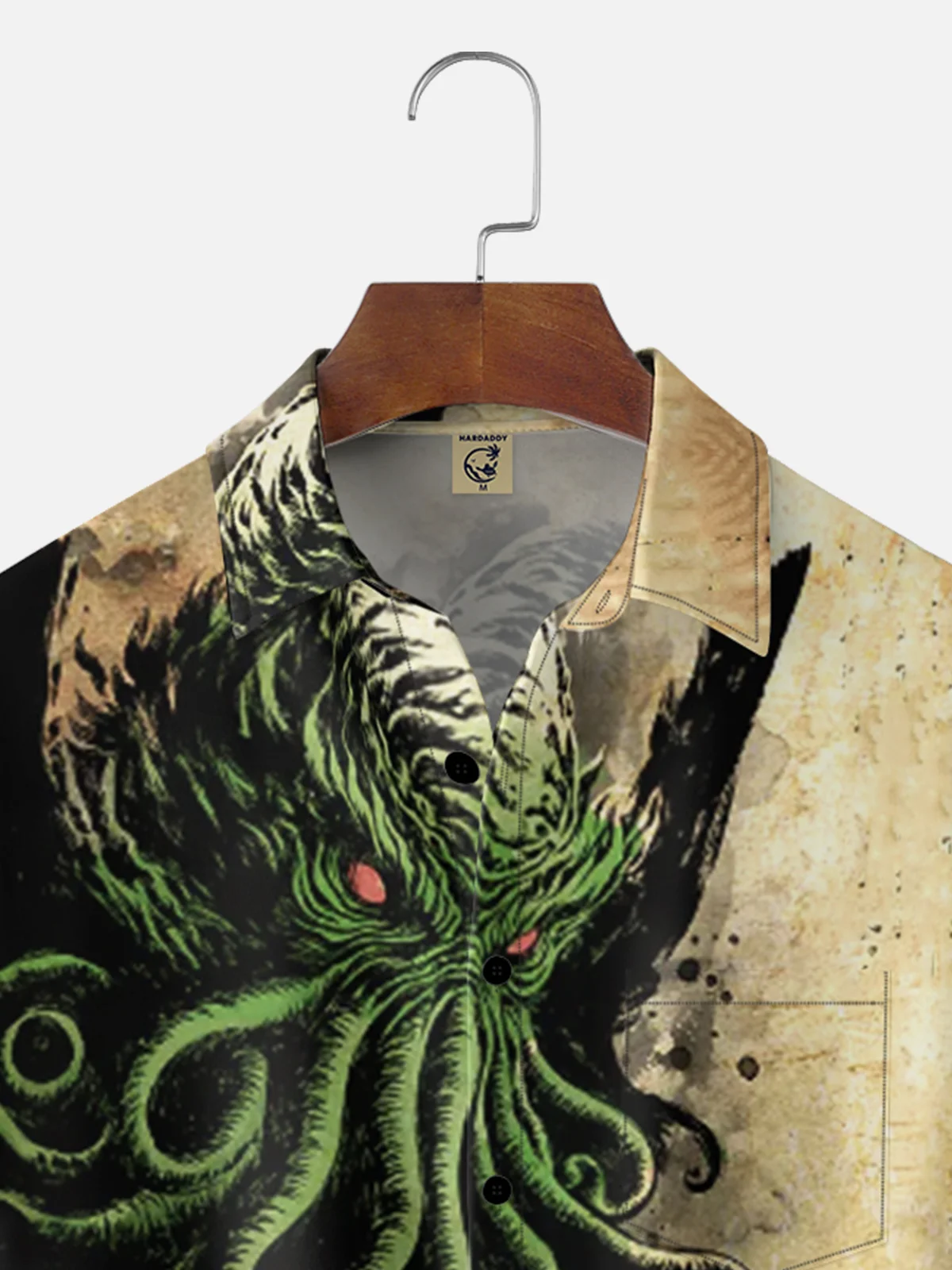 Moisture Wickin Japanese Ukiyo-e Cthulhu Octopus Chest Pocket Holiday Hawaiian Shirt