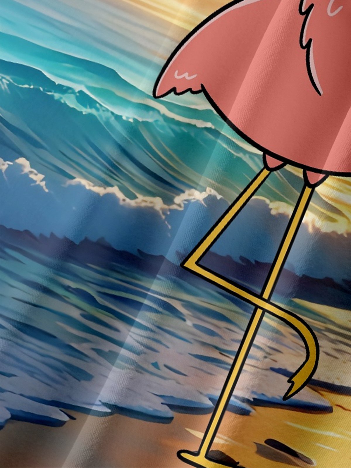 x Coffee Man Moisture Wicking Flamingo Tropical Beach Coconut Tree Chest Pocket Hawaiian Shirt