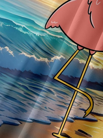 x Coffee Man Moisture Wicking Flamingo Tropical Beach Coconut Tree Chest Pocket Hawaiian Shirt