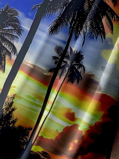 Big Size Moisture-wicking Beach Sunset Coconut Tree Chest Pocket Hawaiian Shirt