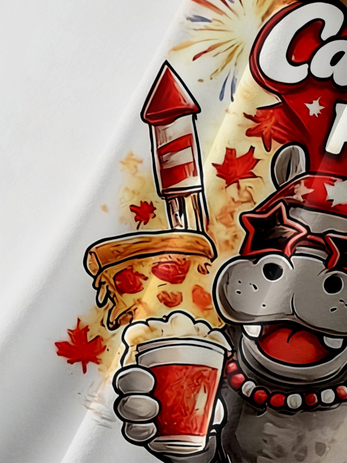 Moisture Wicking Canada Day Maple Leaf Flag Hippo Hockey Chest Pocke Holiday Hawaiian Shirt