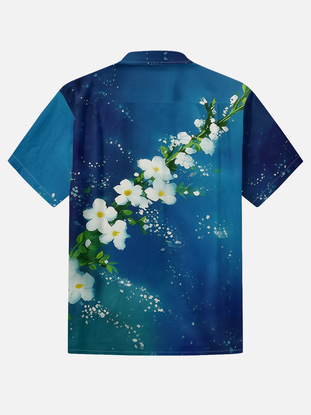 Moisture Wicking Abstract Gradient Floral & Botanical Print and Chest Pocket Holiday Hawaiian Shirt