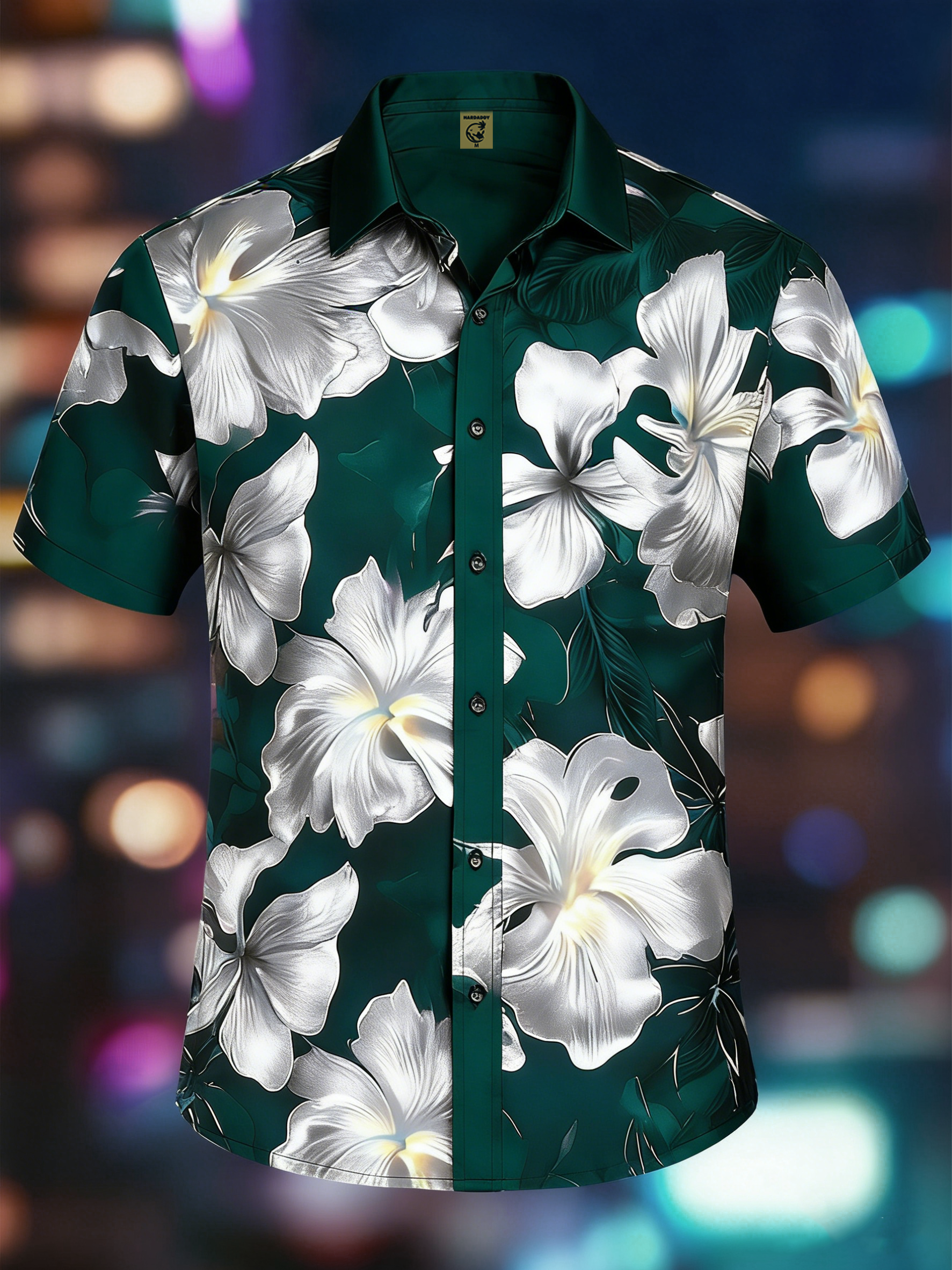 Moisture-wicking Floral Chest Pocket Hawaiian Shirt