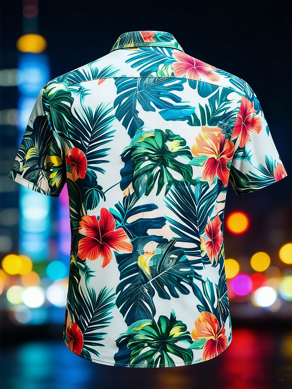 Moisture-Wicking Botanical Floral Chest Pocket Holiday Hawaiian Shirt