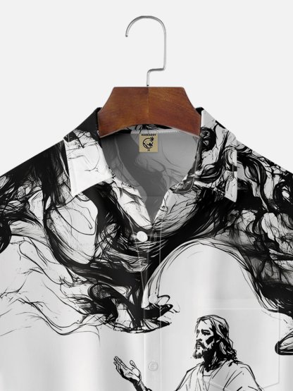 Moisture-wicking Easter Christian Jesus Chest Pocket Casual Shirt