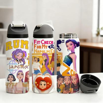 1Pc insulated mug, double wall skinny vacuum cup with leak-proof lid, hot cold drinks tumbler, hot 12 hours cold 24 hours, anime style print, stainless steel thermal travel mug, gift for women men, Christmas birthday holiday, Insulated Travel Drinkware