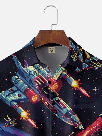 Moisture-wicking Star Plane Chest Pocket Casual Shirt