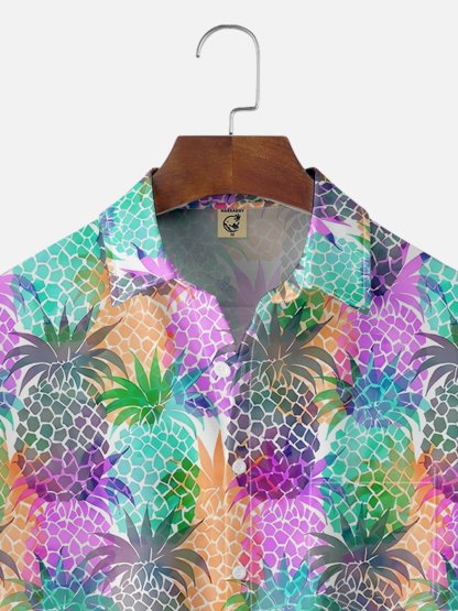 Moisture-wicking Dream Pineapple Chest Pocket Hawaiian Shirt